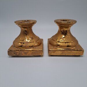 Wheeping Gold Tapered Short Candle Holders